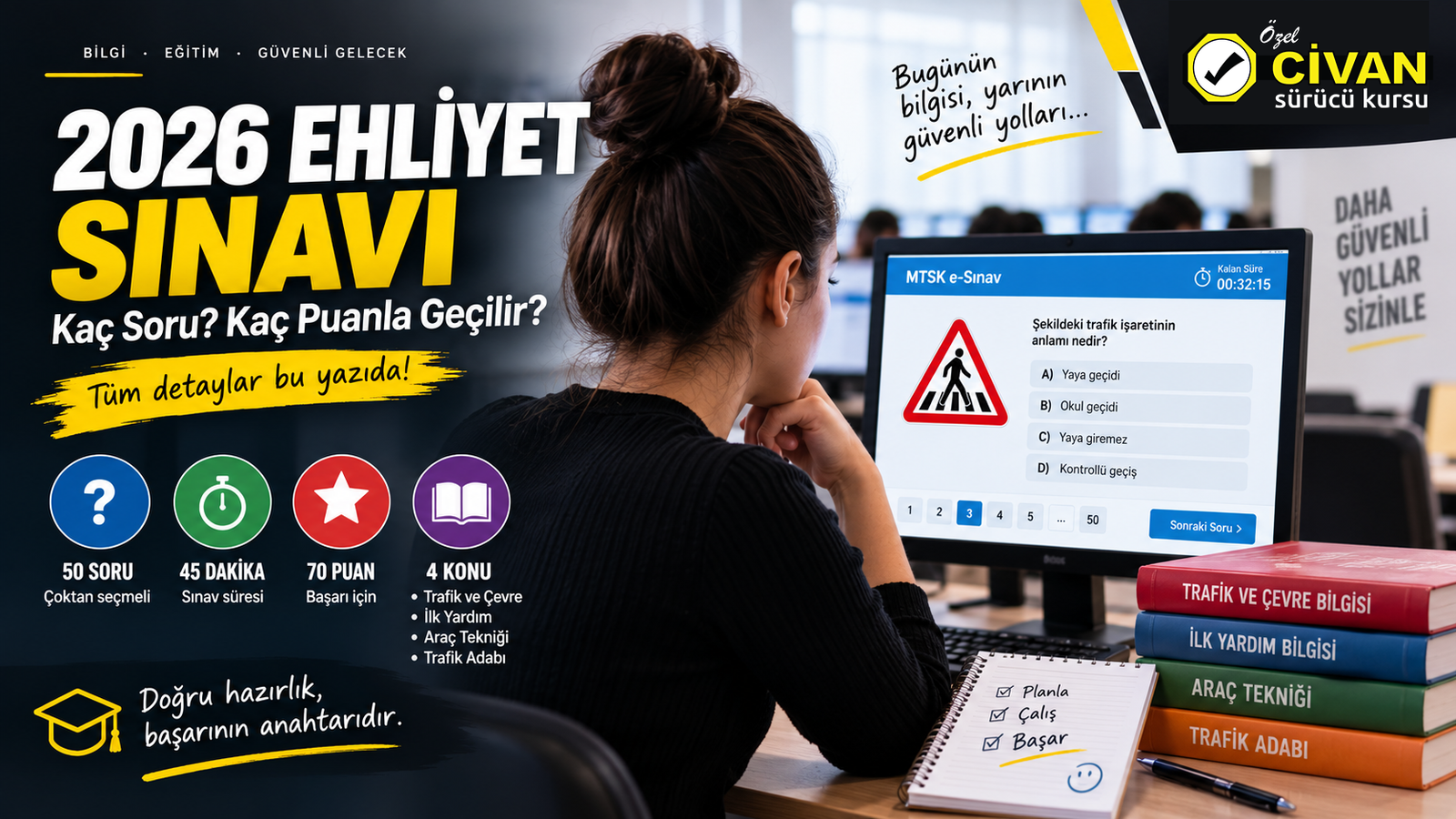 2026 Ehliyet Sınavı Kaç Soru? Kaç Puanla Geçilir?